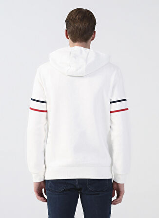 Lee Cooper Kapüşonlu Regular Fit Baskılı Kırık Beyaz Erkek Şardonlu Sweatshirt 231 LCM 241047 ATHEL OFF WHITE