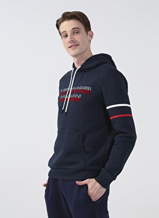 Lee Cooper Kapüşonlu Regular Fit Baskılı Lacivert Erkek Şardonlu Sweatshirt 231 LCM 241047 ATHEL