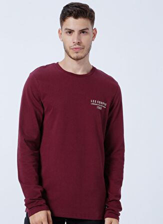 Lee Cooper O Yaka Baskılı Bordo Erkek T-Shirt 231 LCM 242006 RENZO