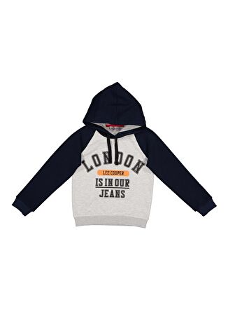 Lee Cooper Lacivert Erkek Çocuk Kapüşonlu Uzun Kollu Regular Fit Baskılı Sweatshirt 231 LCB 241001 MANO LACIVERT