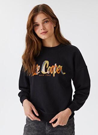 Lee Cooper O Yaka Baskılı Siyah Kadın Sweatshırt 231 LCF 241016 TILA SIYAH