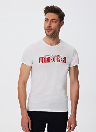 Lee Cooper O Yaka Beyaz Erkek T-Shirt 222 LCM 242078 RANI BEYAZ