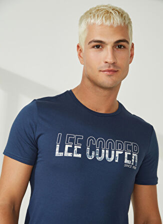 Lee Cooper O Yaka Koyu İndigo Erkek T-Shirt 222 LCM 242079 HUGE K. INDIGO