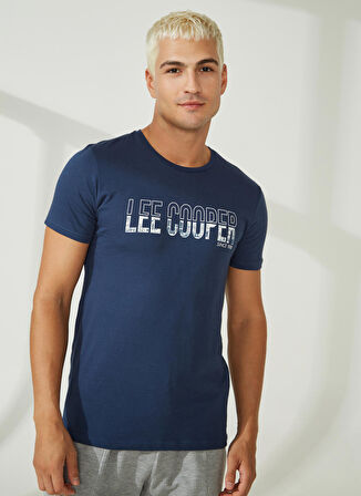 Lee Cooper O Yaka Koyu İndigo Erkek T-Shirt 222 LCM 242079 HUGE K. INDIGO