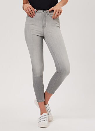 Lee Cooper Yüksek Bel Dar Paça Skinny Fit Kadın Denim Pantolon 232 LCF 121007 JAYCEE GREY LIGHT