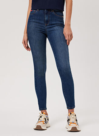 Lee Cooper Yüksek Bel Dar Paça Skinny Fit Kadın Denim Pantolon 232 LCF 121008 JAYCEE BLUE STONE