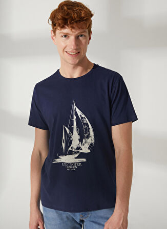 Lee Cooper Bisiklet Yaka Lacivert Erkek T-Shirt 232 LCM 242015 GAWAIN LACİVERT