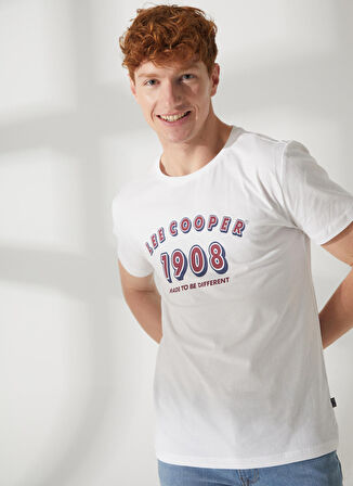 Lee Cooper Bisiklet Yaka Beyaz Erkek T-Shirt 232 LCM 242020 SUNNY BEYAZ