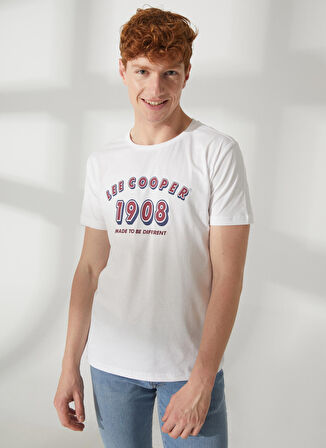 Lee Cooper Bisiklet Yaka Beyaz Erkek T-Shirt 232 LCM 242020 SUNNY BEYAZ