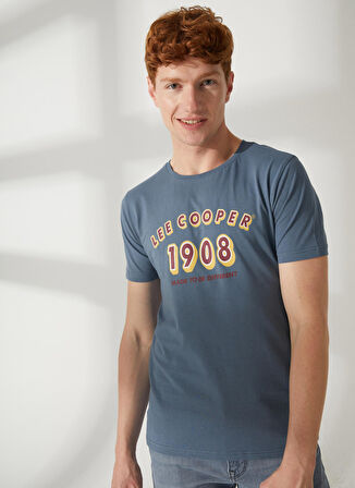 Lee Cooper Bisiklet Yaka İndigo Erkek T-Shirt 232 LCM 242020 SUNNY INDIGO(DANIEL)