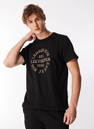 Lee Cooper Bisiklet Yaka Siyah Erkek T-Shirt 232 LCM 242023 CAMO SİYAH