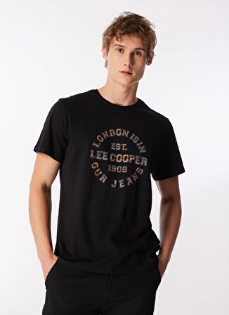 Lee Cooper Bisiklet Yaka Siyah Erkek T-Shirt 232 LCM 242023 CAMO SİYAH