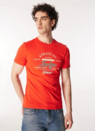 Lee Cooper Bisiklet Yaka Kırmızı Erkek T-Shirt 232 LCM 242024 DIVIDED KIRMIZI