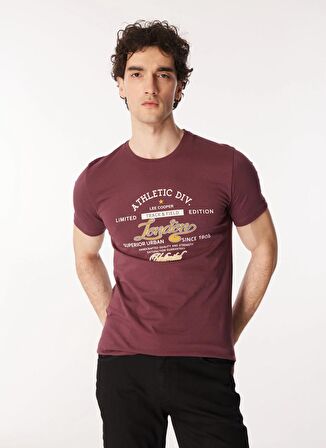 Lee Cooper Bisiklet Yaka Mürdüm Erkek T-Shirt 232 LCM 242024 DIVIDED MÜRDÜM
