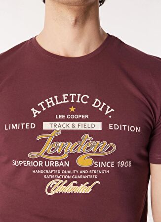 Lee Cooper Bisiklet Yaka Mürdüm Erkek T-Shirt 232 LCM 242024 DIVIDED MÜRDÜM