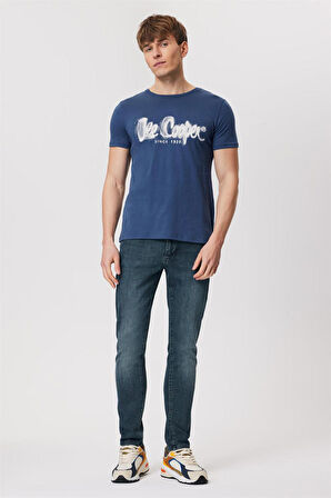 Lee Cooper Erkek Drawınglogo O Yaka T-Shirt 242029 Indigo