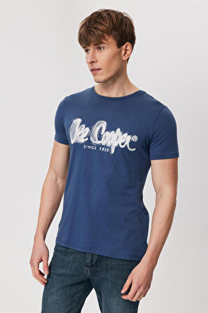 Lee Cooper Erkek Drawınglogo O Yaka T-Shirt 242029 Indigo