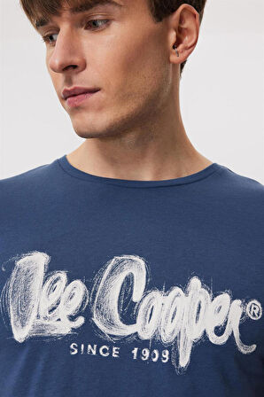 Lee Cooper Erkek Drawınglogo O Yaka T-Shirt 242029 Indigo