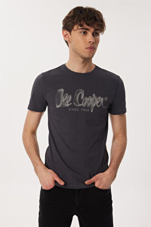 Lee Cooper Bisiklet Yaka Antrasit Erkek T-Shirt 232 LCM 242029 DRAWINGLOGO ANTRASİT