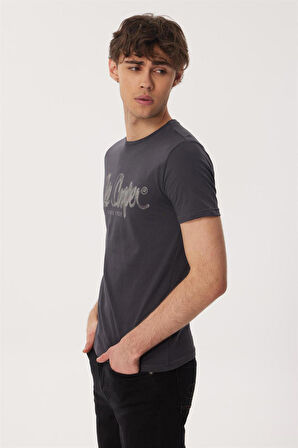 Lee Cooper Bisiklet Yaka Antrasit Erkek T-Shirt 232 LCM 242029 DRAWINGLOGO ANTRASİT