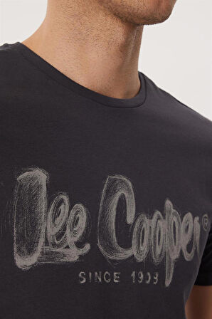 Lee Cooper Bisiklet Yaka Antrasit Erkek T-Shirt 232 LCM 242029 DRAWINGLOGO ANTRASİT