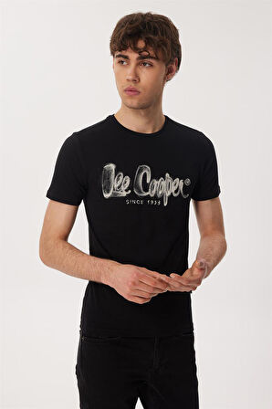 Lee Cooper Bisiklet Yaka Siyah Erkek T-Shirt 232 LCM 242029 DRAWINGLOGO SİYAH