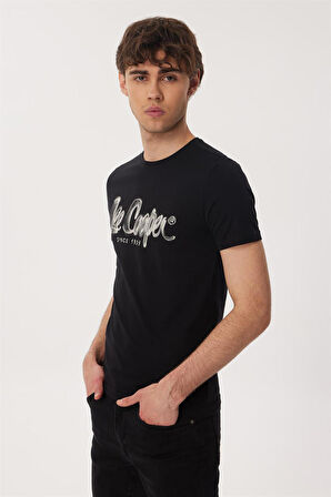 Lee Cooper Bisiklet Yaka Siyah Erkek T-Shirt 232 LCM 242029 DRAWINGLOGO SİYAH