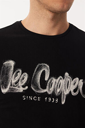 Lee Cooper Bisiklet Yaka Siyah Erkek T-Shirt 232 LCM 242029 DRAWINGLOGO SİYAH
