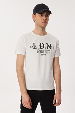 Lee Cooper Bisiklet Yaka Beyaz Erkek T-Shirt 232 LCM 242045 ELLERY BEYAZ