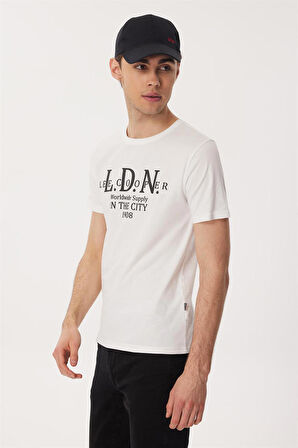 Lee Cooper Bisiklet Yaka Beyaz Erkek T-Shirt 232 LCM 242045 ELLERY BEYAZ