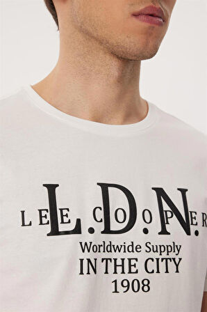 Lee Cooper Bisiklet Yaka Beyaz Erkek T-Shirt 232 LCM 242045 ELLERY BEYAZ