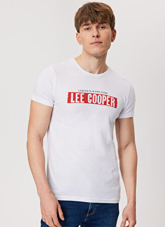 Lee Cooper Bisiklet Yaka Beyaz Erkek T-Shirt 232 LCM 242052 REAL BEYAZ