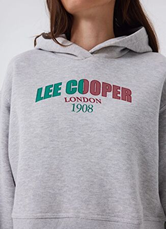 Lee Cooper Kapüşon Yaka Gri Melanj Kadın Sweatshırt 241 LCF 241008 ZAYE GRI MELANJ