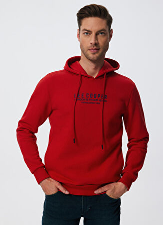Lee Cooper Kapüşon Yaka Kırmızı Erkek Sweatshırt 241 LCM 241001 FAUST KIRMIZI