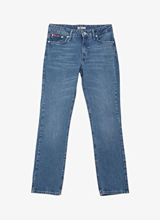 Lee Cooper Geniş Paça Straight Açık Lacivert Kadın Denim Pantolon 242 LCF 121006 SUSIE POSEY DB LIGHT