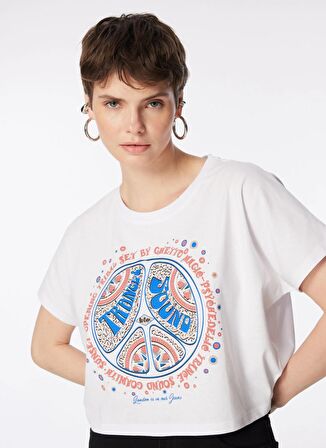 Lee Cooper O Yaka Baskılı Beyaz Kadın T-Shirt 242 LCF 242002 CASEY BEYAZ