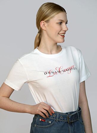Lee Cooper O Yaka Baskılı Beyaz Kadın T-Shirt 242 LCF 242007 WILD BEYAZ