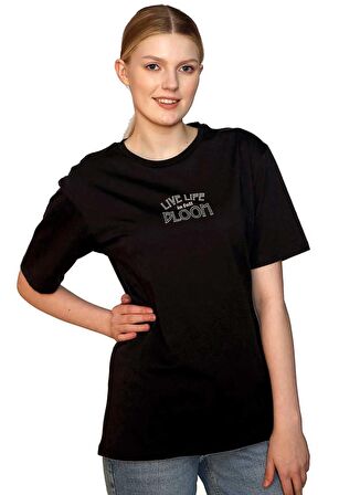 Lee Cooper O Yaka Baskılı Siyah Kadın T-Shirt 242 LCF 242011 LADES SİYAH