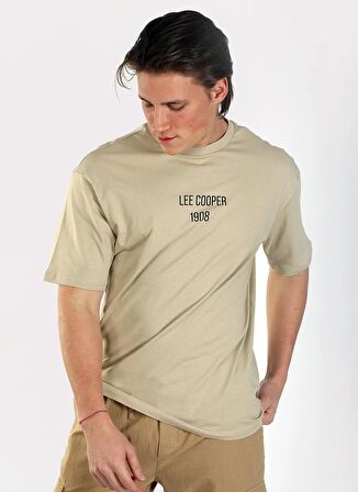 Lee Cooper Yuvarlak Yaka Bej Erkek T-Shirt 242 LCM 242008 NIGEL BEJ