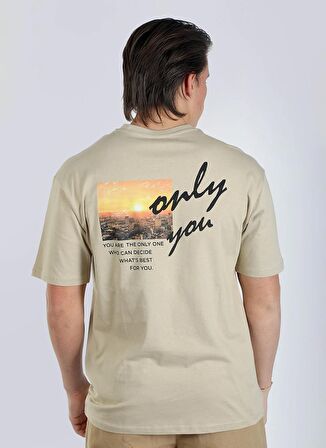 Lee Cooper Yuvarlak Yaka Bej Erkek T-Shirt 242 LCM 242008 NIGEL BEJ