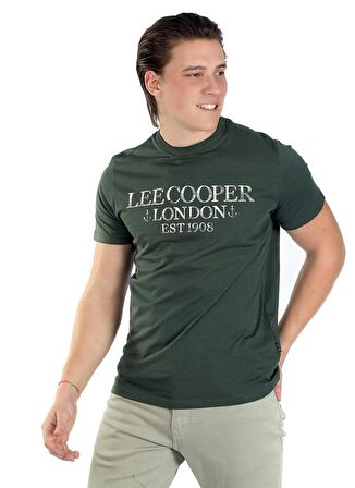 Lee Cooper Yuvarlak Yaka Yeşil Erkek T-Shirt 242 LCM 242016 CADOR ZÜMRÜT YEŞİLİ