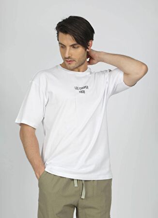 Lee Cooper Yuvarlak Yaka Beyaz Erkek T-Shirt 242 LCM 242020 ARTAUD BEYAZ