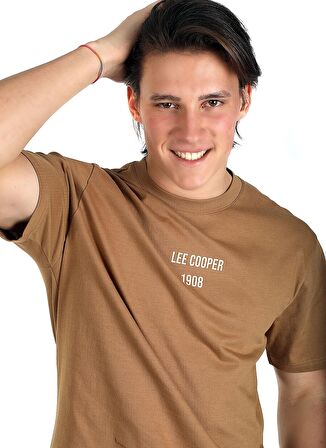 Lee Cooper Yuvarlak Yaka Taba Erkek T-Shirt 242 LCM 242020 ARTAUD TABA