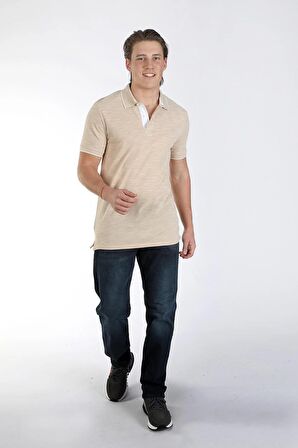 New Jake Erkek Pike Polo Yaka T-Shırt Bej