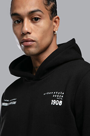 Art Erkek Kapüşonlu Sweatshirt Siyah