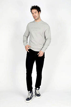Shawn Erkek O Yaka Sweatshirt Buz Gri