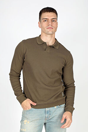 Sirius Erkek Polo Yaka Sweatshirt Olive