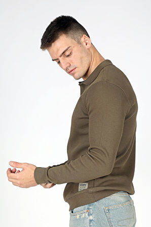 Sirius Erkek Polo Yaka Sweatshirt Olive