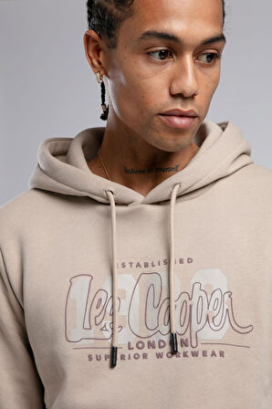 Washington Erkek Kapüşonlu Sweatshirt Bej