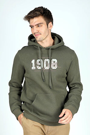 Washington Erkek Kapüşonlu Sweatshirt Haki